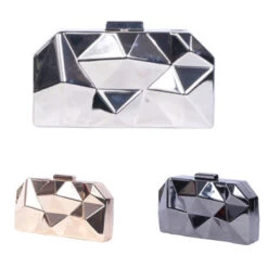 Minaudière En Métal Effet Poli Avec Forme Géométrique