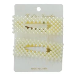 Barrette Clic Clac Métal Doré Format Rectangulaire Perlée