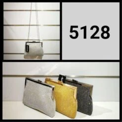 Pochette De Soirée En Strass Fermée Par Bouton Poussoir