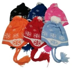 Bonnet Péruvien à Pompon Avec Imprimé Flocon De Neige