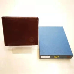 Portefeuille à L'italien 3 Volets En Cuir De Vachette Marron + Système Anti-piratage