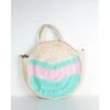 Sac à Main Rond En Raphia à Motif Bande Tricolore Vert -Accessoires De Mode product 11384382hd