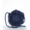 Sac Bandoulière Rond Ajouré En Raphia Tressé Bleu -Accessoires De Mode product 11384456hd