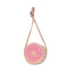 Sac Bandoulière Rond Toile De Jute à Motifs Circulaires Rose