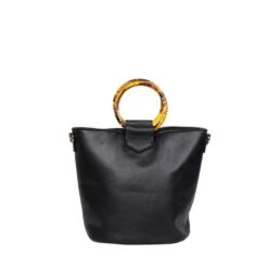 Sac à Main Noir Avec Deux Poignées Rondes En écaille