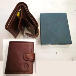 Portemonnaie Cuir Vachette Lisse Marron Avec Protection Anti Piratage