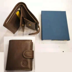 Portemonnaie Cuir Vachette Lisse Taupe Avec Protection Anti Piratage