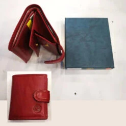 Portemonnaie Cuir Vachette Lisse Rouge Avec Protection Anti Piratage