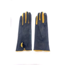 Gants Tactiles Noir Ornés De Pompon Avec Fente