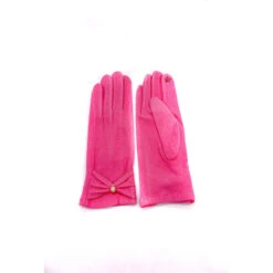 Gants Tactiles Vieux Rose Avec Nœud Papillon Et Perle