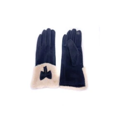 Gants Tactiles à Détail Fausse Fourrure Et Nœud Noir