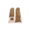 Gants Tactiles à Détail Fausse Fourrure Et Nœud Taupe Clair -Accessoires De Mode product 11398574hd