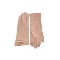 Gants Tactiles Rehaussés D'un Joli Nœud Papillon Beige