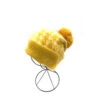 Bonnet à Motif Pied De Poule Avec Revers Et Pompon Jaune