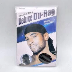 Bandana DELUXE DU-RAG En Tissu Lisse Et épais Noir