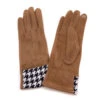 Gants Tactiles à Motif Pied De Poule Aux Poignets Taupe -Accessoires De Mode product 11413875hd