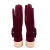 Gants Doux Bordeaux Avec Motif Reliefé En Tête De Chat -Accessoires De Mode product 11416580hd