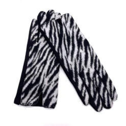 Gants Avec Imprimé à Rayures Design Zébré Noir