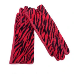 Gants Avec Imprimé à Rayures Design Zébré Rouge