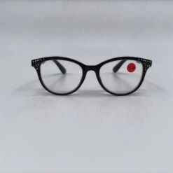 Lunettes De Vue Ovale Rond En Plastique Noir Avec Strass