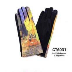 Gants Tactiles à Motif Tableau "La Terrasse De Café" De Van Gogh