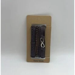 Bracelet Style Multirangs Cuir Marron Avec Boucle De L'infini