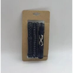 Bracelet Style Multirangs Cuir Noir Avec Boucle De L'infini