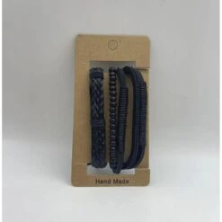 Bracelet Homme Composé De Cinq Lanières De Vrai Cuir Noir