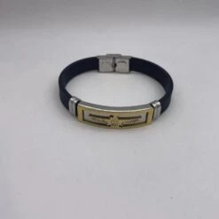 Bracelet Caoutchouc Et Une Plaque Bicolore Avec Aigle