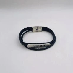 Bracelet à 2 Rangées De Cuir Tressé Avec Plaque Ajourée