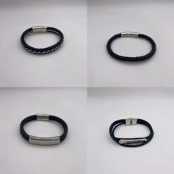 Bracelet Homme Fabriqué En Vrai Cuir Avec Fermoir Acier