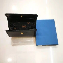 Porte Monnaie à Pression Fait En Cuir De Vachette Noir