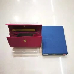 Porte Monnaie à Pression Fait En Cuir De Vachette Fuchsia