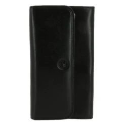 Portefeuille En Cuir à 2 Volets Zippé Au Dos Noir Avec Protection Anti Fraude