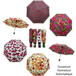 Parapluie Pliant Embelli Avec Ravissants Imprimés à Fleurs