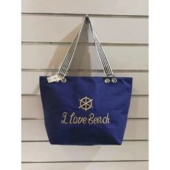 Sac De Plage Trapèze Marine à Broderie "I LOVE BEACH"
