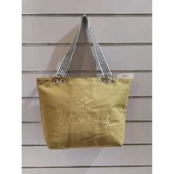 Sac De Plage Trapèze Taupe à Broderie "I LOVE BEACH"