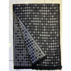 Écharpe Imprimée à Carreaux Effiloché Sur Les Bords Noir