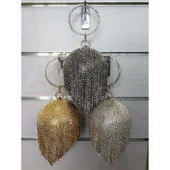 Minaudière Ronde Recouverte De Franges Strassées Brillants