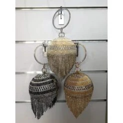 Minaudière En Forme Sphère Strassée Avec Des Perles