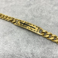 Bracelet à Maillons Chaînes Et Barrette Centrale En Croix