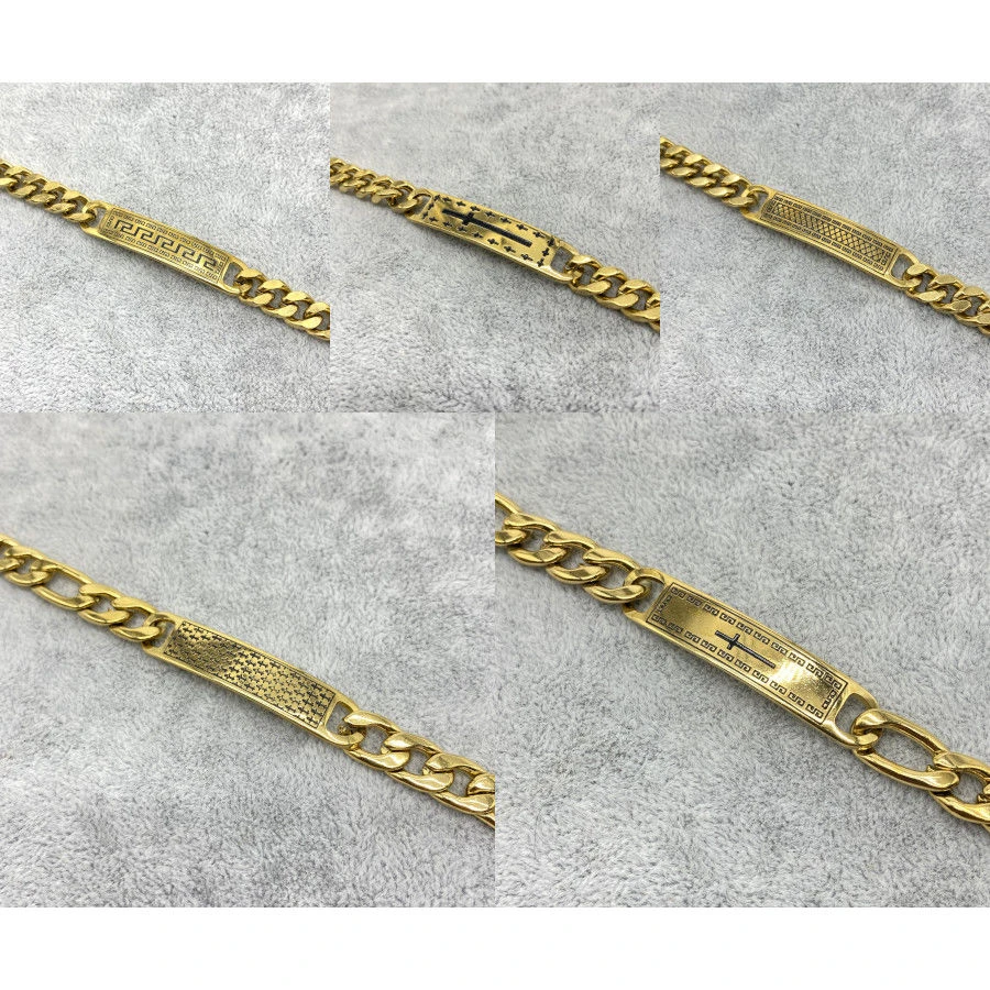 Bracelet En Acier Doré Avec Barrette Rectangle Gravée 3 Bracelet En Acier Doré Avec Barrette Rectangle Gravée