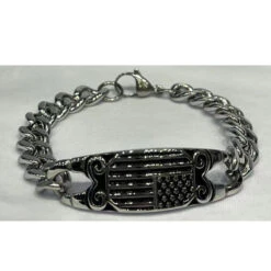 Bracelet Gourmette Chaîne Et Plaque à Motif Drapeau US