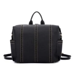 Sac à Dos Noir Avec Bandes Ajourées Et Détails De Clous