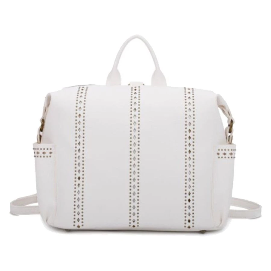 Sac à Dos Blanc Avec Bandes Ajourées Et Détails De Clous 3 Sac à Dos Blanc Avec Bandes Ajourées Et Détails De Clous
