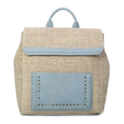 Sac à Dos Bimatière Bleu En Décor Tressé Et Micro Clous