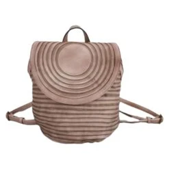 Sac à Dos Cuir Synthétique Fermé Par Zip Et Rabat Beige