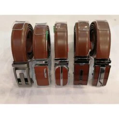 Ceinture Automatique En Croûte Cuir Camel Avec Boucle Mix - Massiliano Sergio