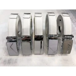 Ceinture En Croûte Cuir Blanc Avec Boucle En Métal Automatique