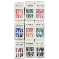 Faux Ongles Forme Long En Plastique à Motif